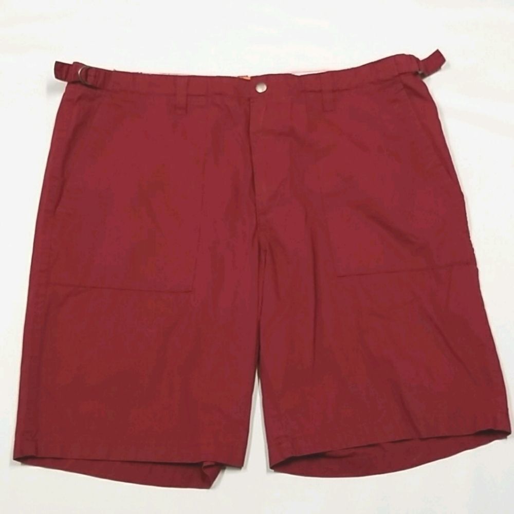 🎁5/$25 Joe Fresh Shorts Men's Size 36 Red Side Pockets Zipper and Snap Camping